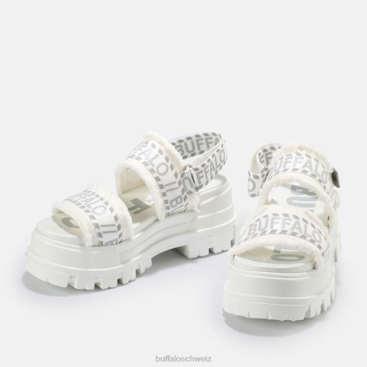 Buffalo aspha str Plateausandale vegan 846Z258 Weiss|Sandalen