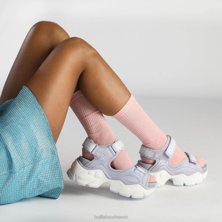 Buffalo binäre 0 Plateausandalen vegan 846Z147 Lavendel|Sandalen