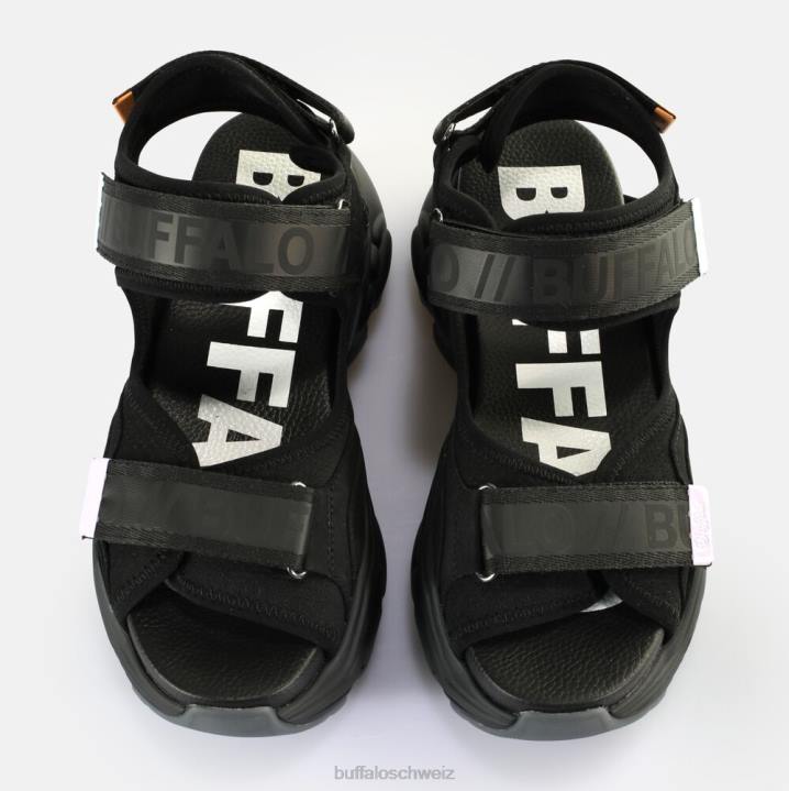 Buffalo binäre 0 Plateausandalen vegan 846Z149 Schwarz|Sandalen