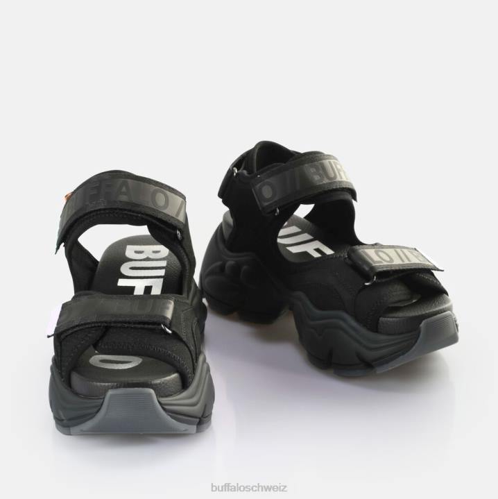 Buffalo binäre 0 Plateausandalen vegan 846Z149 Schwarz|Sandalen
