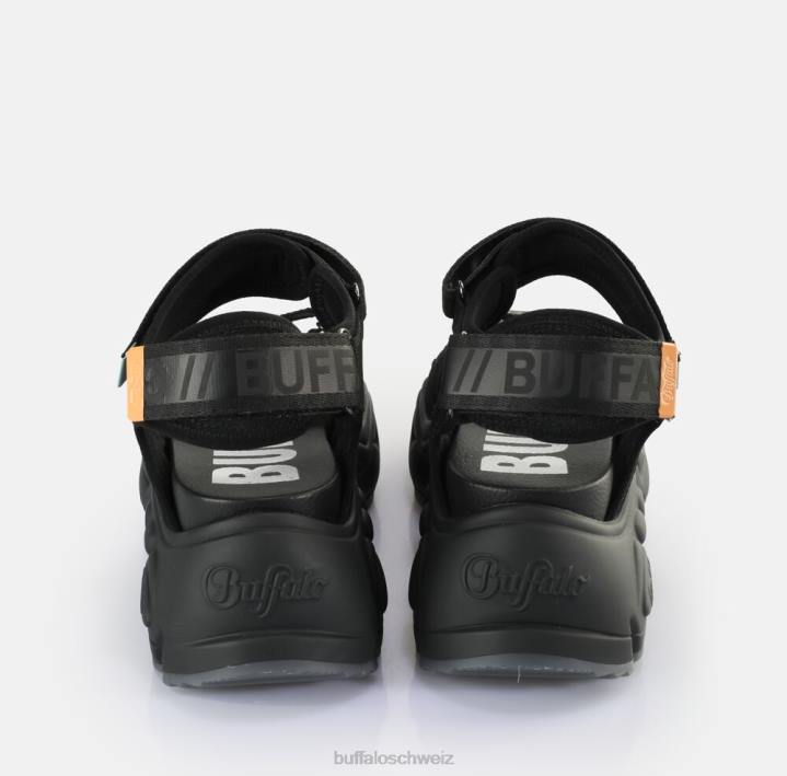 Buffalo binäre 0 Plateausandalen vegan 846Z149 Schwarz|Sandalen