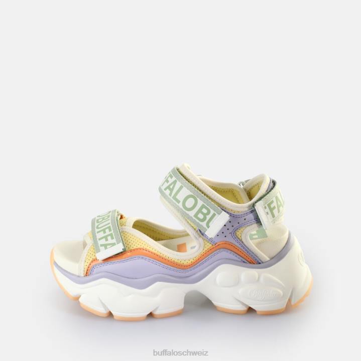 Buffalo binäre 0 Plateausandalen vegan 846Z150 Lavendel multi|Sandalen