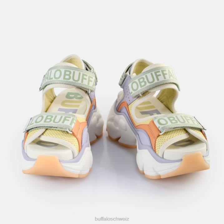 Buffalo binäre 0 Plateausandalen vegan 846Z150 Lavendel multi|Sandalen