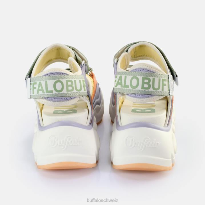 Buffalo binäre 0 Plateausandalen vegan 846Z150 Lavendel multi|Sandalen