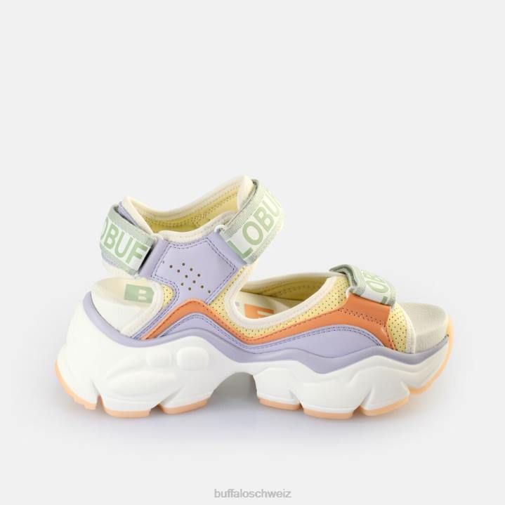 Buffalo binäre 0 Plateausandalen vegan 846Z150 Lavendel multi|Sandalen