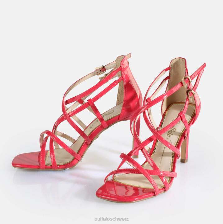 Buffalo Blair Cage-Sandalen mit Absatz, vegan 846Z283 heißes Rosa|Sandalen