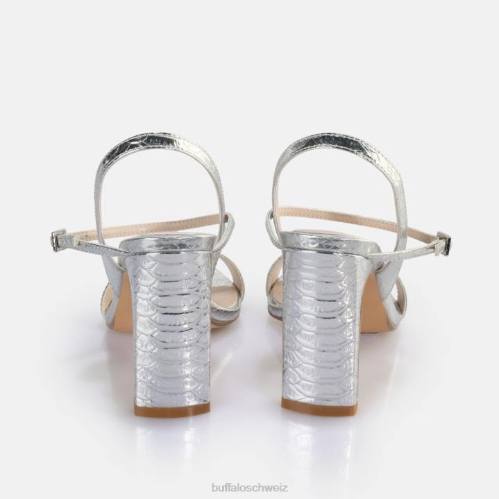 Buffalo Jeans-Sandalette mit Absatz, vegan 846Z39 Schlangensilber|Sandalen