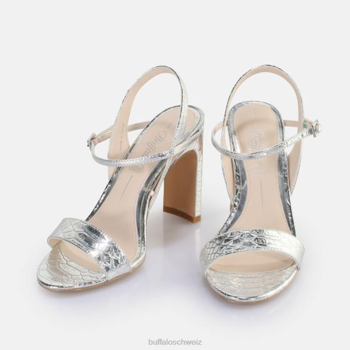 Buffalo Jeans-Sandalette mit Absatz, vegan 846Z39 Schlangensilber|Sandalen