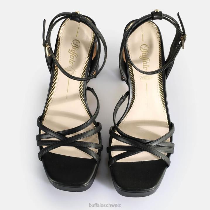 Buffalo Kirschkäfig-Sandalen mit Absatz, vegan 846Z311 Schwarz|Sandalen