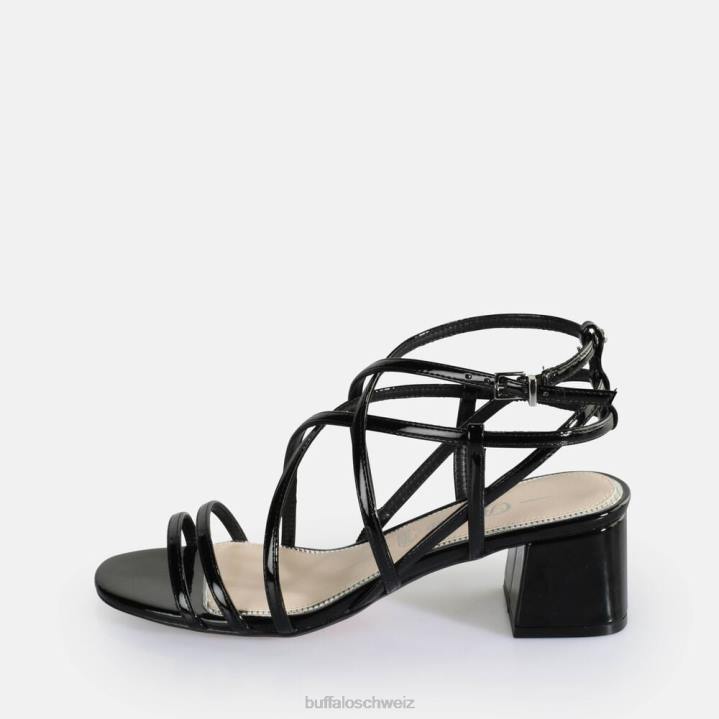 Buffalo Lilly Cage-Sandalen mit Absatz, vegan 846Z288 Schwarz|Sandalen