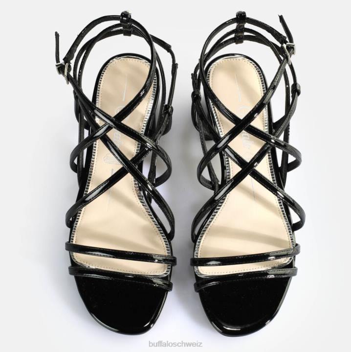 Buffalo Lilly Cage-Sandalen mit Absatz, vegan 846Z288 Schwarz|Sandalen