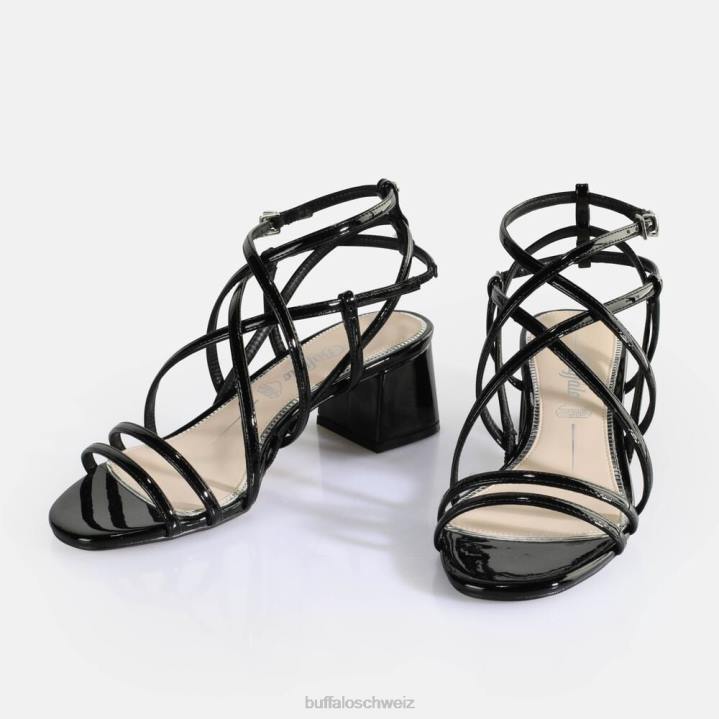 Buffalo Lilly Cage-Sandalen mit Absatz, vegan 846Z288 Schwarz|Sandalen