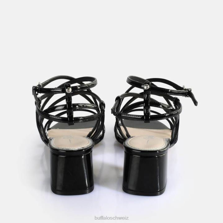 Buffalo Lilly Cage-Sandalen mit Absatz, vegan 846Z288 Schwarz|Sandalen