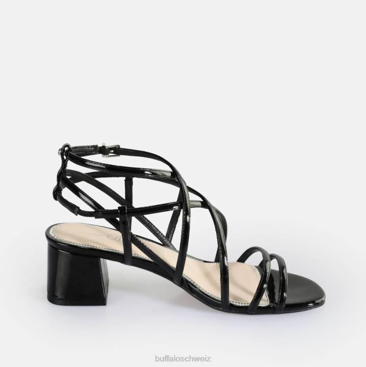Buffalo Lilly Cage-Sandalen mit Absatz, vegan 846Z288 Schwarz|Sandalen