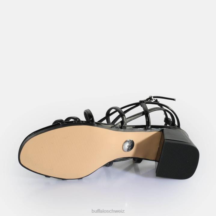 Buffalo Lilly Cage-Sandalen mit Absatz, vegan 846Z288 Schwarz|Sandalen
