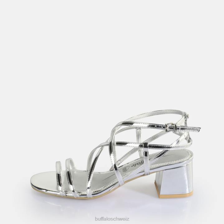 Buffalo Lilly Cage-Sandalen mit Absatz, vegan 846Z289 Silber|Sandalen