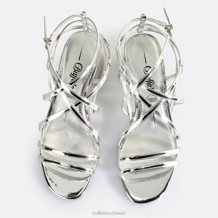 Buffalo Lilly Cage-Sandalen mit Absatz, vegan 846Z289 Silber|Sandalen