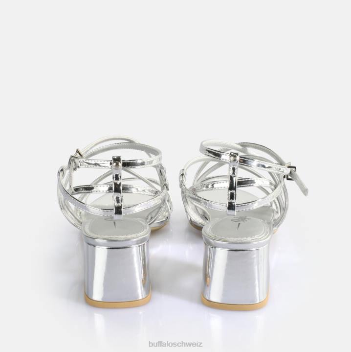 Buffalo Lilly Cage-Sandalen mit Absatz, vegan 846Z289 Silber|Sandalen