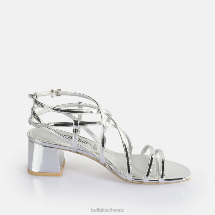 Buffalo Lilly Cage-Sandalen mit Absatz, vegan 846Z289 Silber|Sandalen