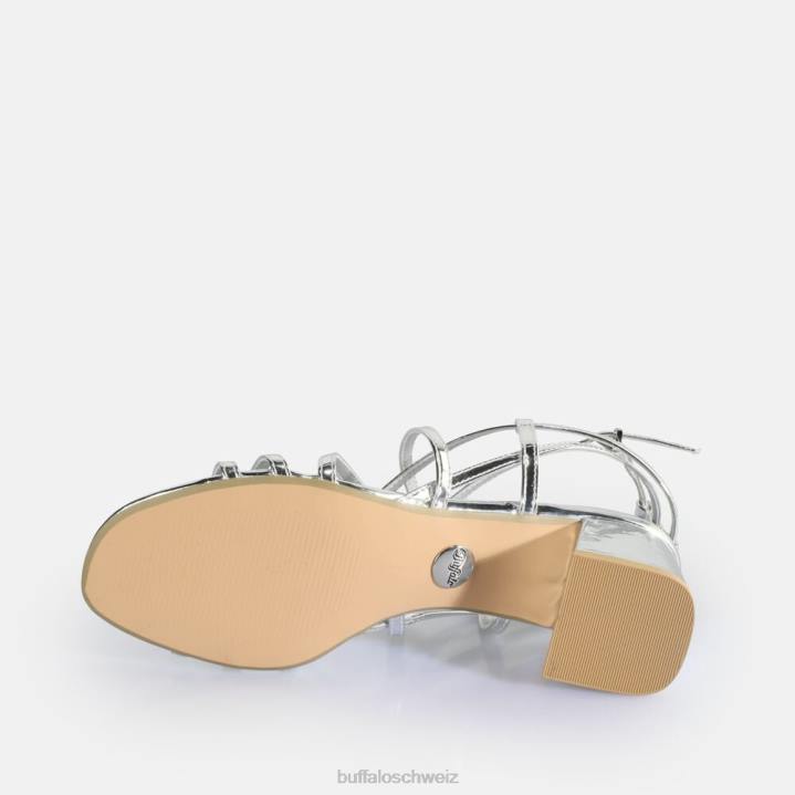 Buffalo Lilly Cage-Sandalen mit Absatz, vegan 846Z289 Silber|Sandalen