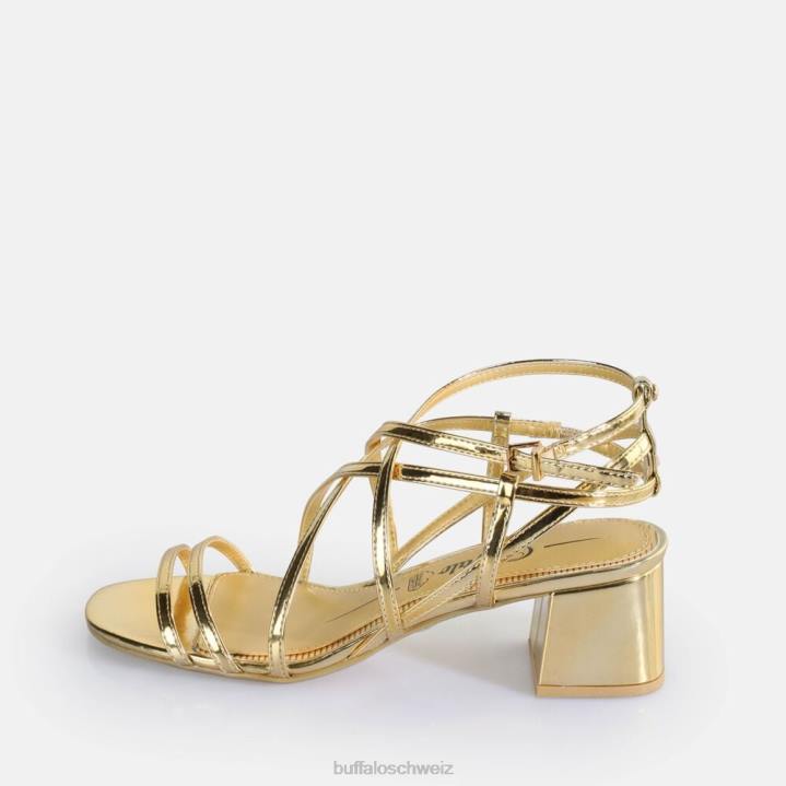 Buffalo Lilly Cage-Sandalen mit Absatz, vegan 846Z290 Gold|Sandalen