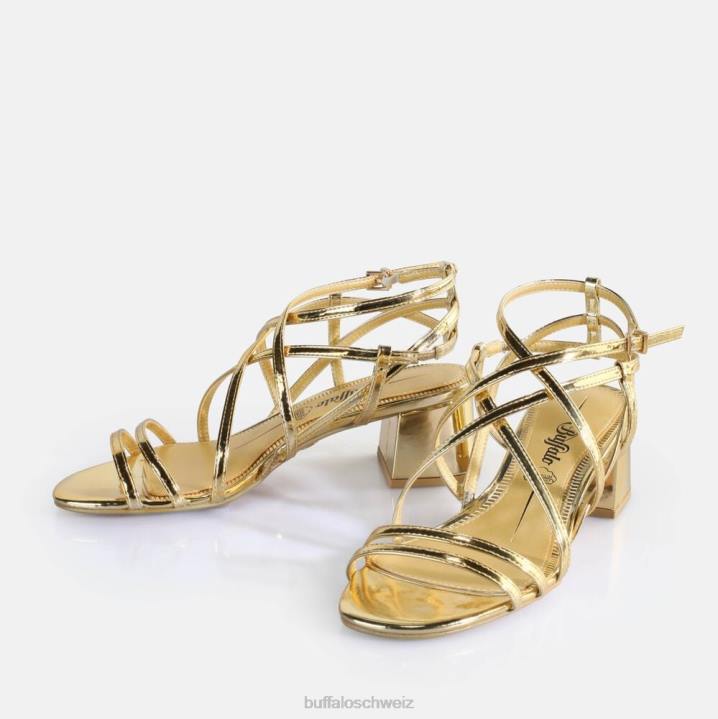 Buffalo Lilly Cage-Sandalen mit Absatz, vegan 846Z290 Gold|Sandalen