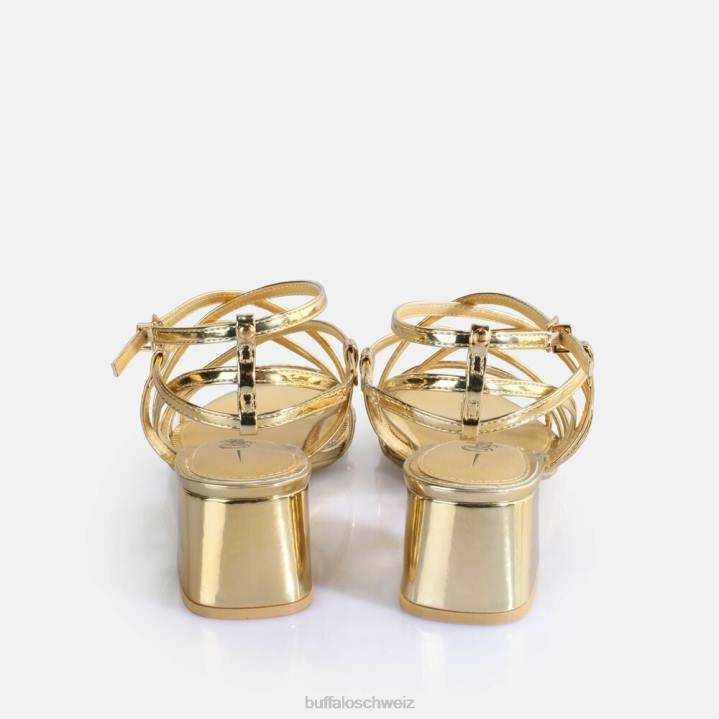 Buffalo Lilly Cage-Sandalen mit Absatz, vegan 846Z290 Gold|Sandalen