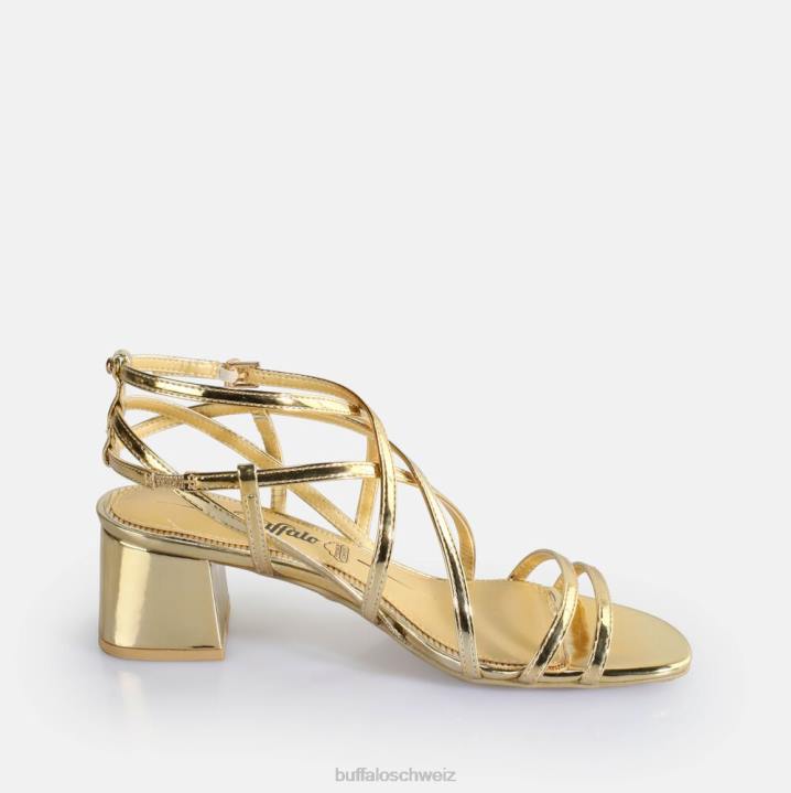 Buffalo Lilly Cage-Sandalen mit Absatz, vegan 846Z290 Gold|Sandalen
