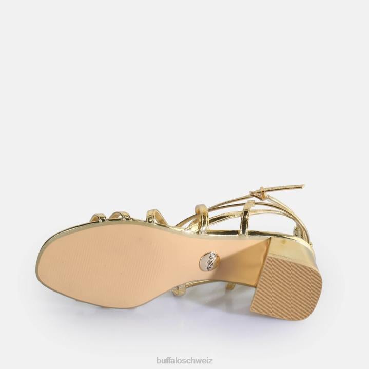 Buffalo Lilly Cage-Sandalen mit Absatz, vegan 846Z290 Gold|Sandalen