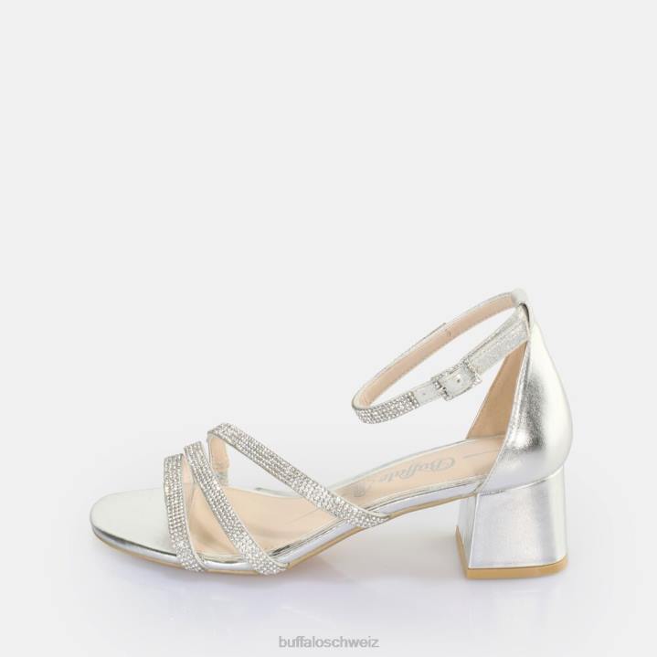 Buffalo Lilly Glam Sandale mit Absatz, vegan 846Z25 Silber|Sandalen