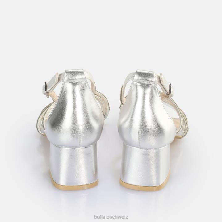 Buffalo Lilly Glam Sandale mit Absatz, vegan 846Z25 Silber|Sandalen