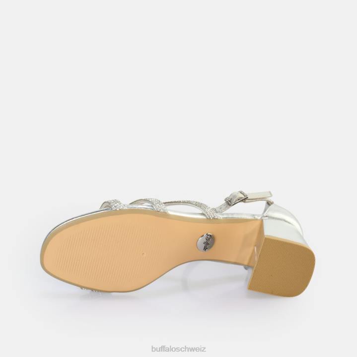 Buffalo Lilly Glam Sandale mit Absatz, vegan 846Z25 Silber|Sandalen