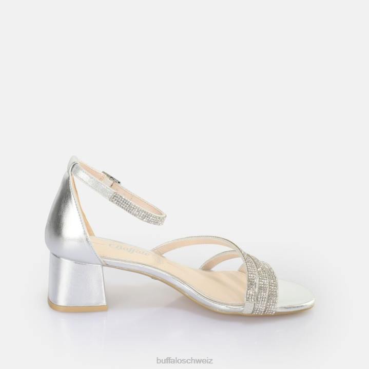 Buffalo Lilly Glam Sandale mit Absatz, vegan 846Z25 Silber|Sandalen