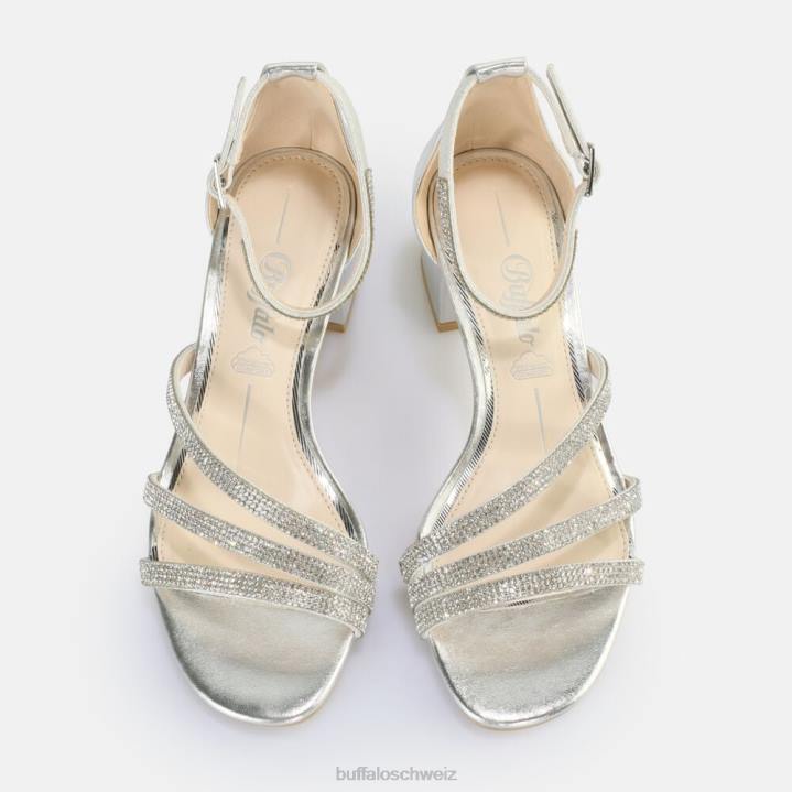 Buffalo Lilly Glam Sandale mit Absatz, vegan 846Z25 Silber|Sandalen