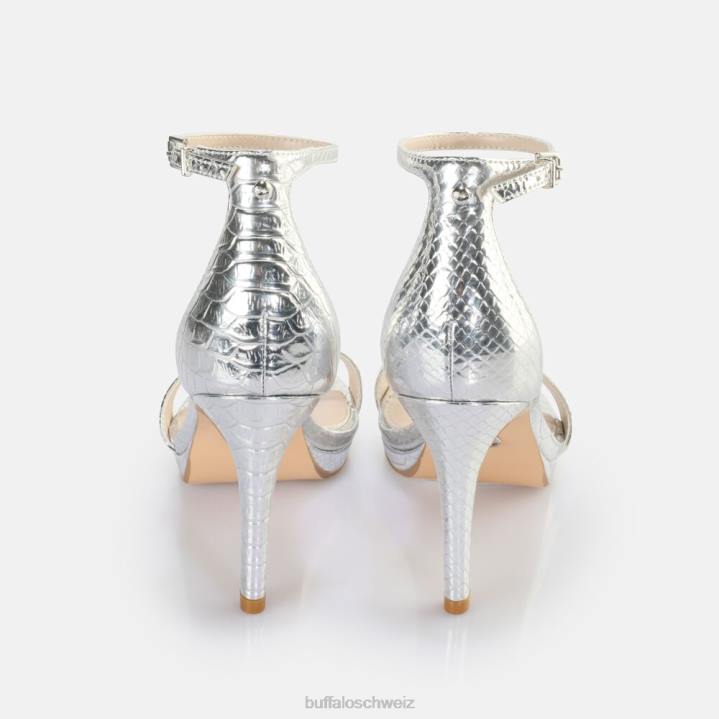 Buffalo Monroe 2 Sandale vegan 846Z229 Schlangensilber|Sandalen