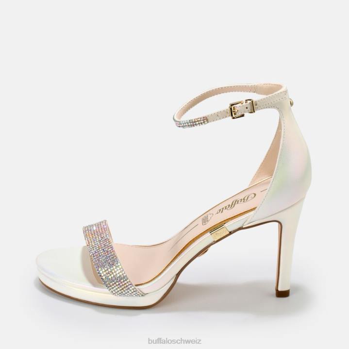 Buffalo Monroe-Sandale mit hohen Absätzen, vegan 846Z226 Perlweiß|Sandalen