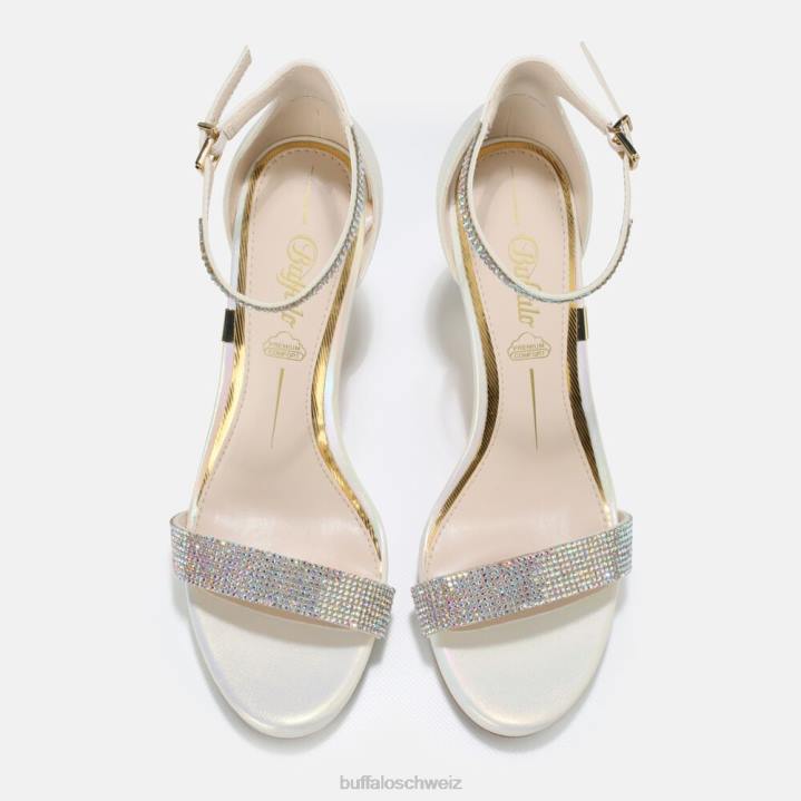 Buffalo Monroe-Sandale mit hohen Absätzen, vegan 846Z226 Perlweiß|Sandalen