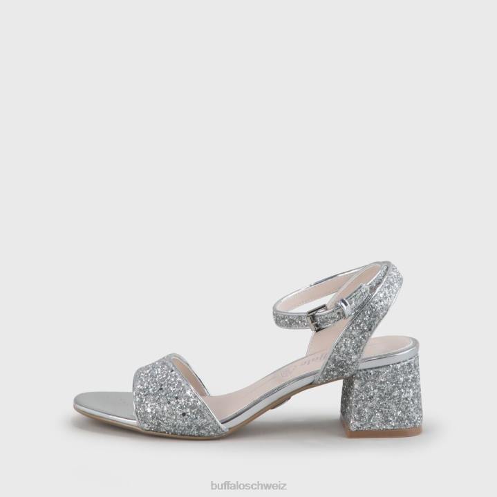 Buffalo Rainelle Knöchelriemensandalen vegan 846Z540 Silber|Sandalen