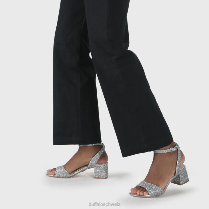 Buffalo Rainelle Knöchelriemensandalen vegan 846Z540 Silber|Sandalen