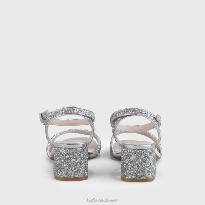 Buffalo Rainelle Knöchelriemensandalen vegan 846Z540 Silber|Sandalen