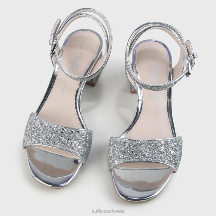 Buffalo Rainelle Knöchelriemensandalen vegan 846Z540 Silber|Sandalen
