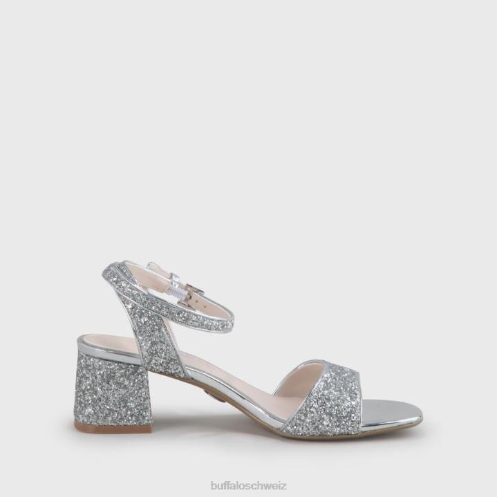 Buffalo Rainelle Knöchelriemensandalen vegan 846Z540 Silber|Sandalen