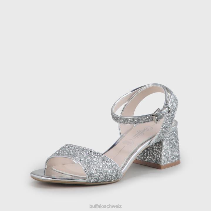 Buffalo Rainelle Knöchelriemensandalen vegan 846Z540 Silber|Sandalen