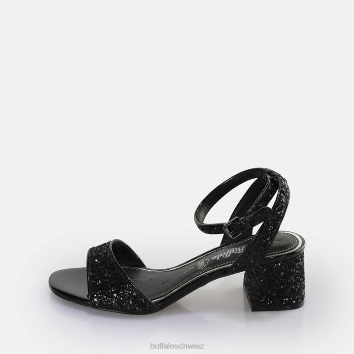 Buffalo Rainelle Sandale mit Absatz, vegan 846Z541 schwarzes Silber|Sandalen