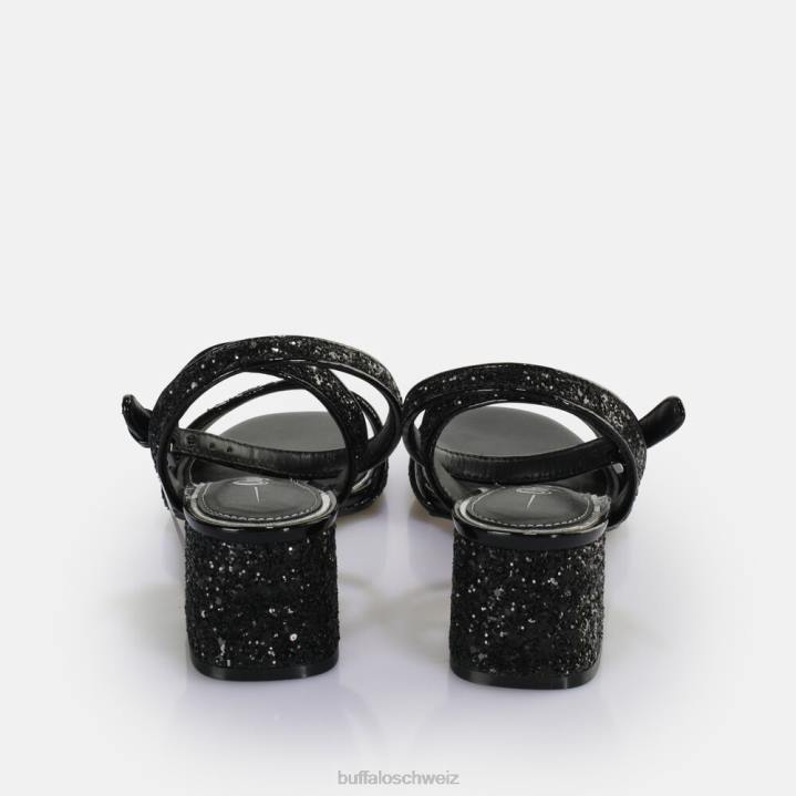 Buffalo Rainelle Sandale mit Absatz, vegan 846Z541 schwarzes Silber|Sandalen