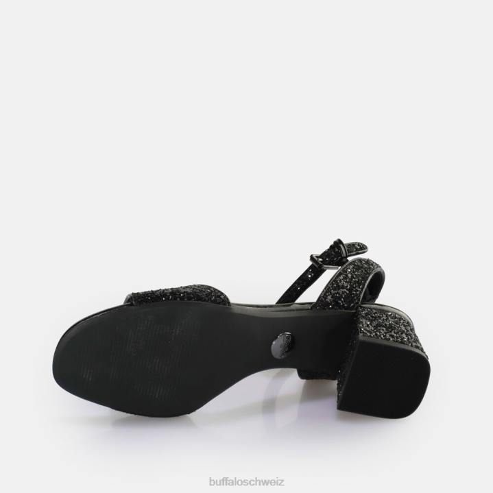 Buffalo Rainelle Sandale mit Absatz, vegan 846Z541 schwarzes Silber|Sandalen