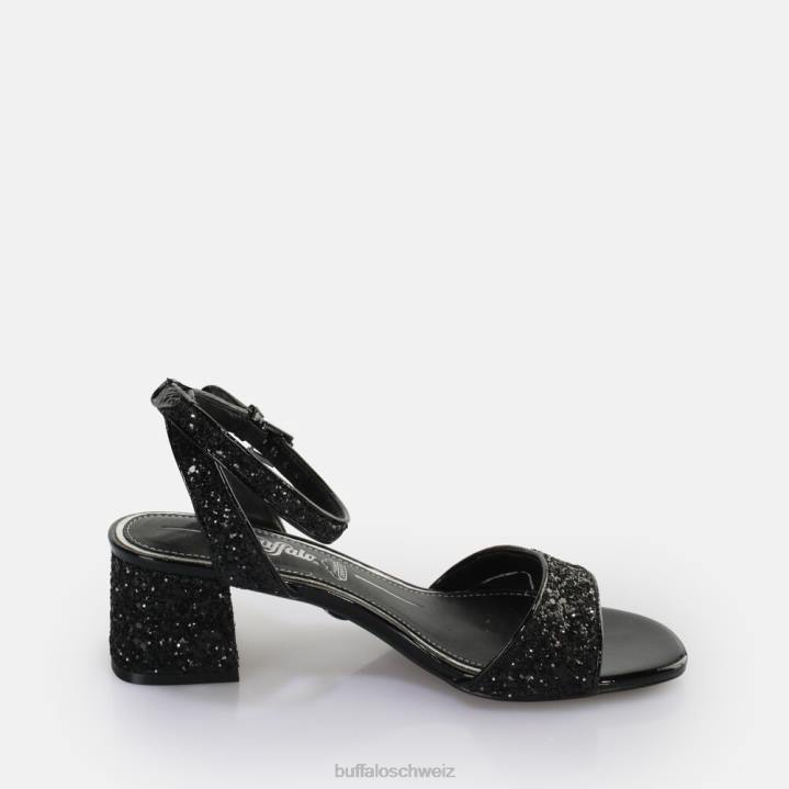 Buffalo Rainelle Sandale mit Absatz, vegan 846Z541 schwarzes Silber|Sandalen