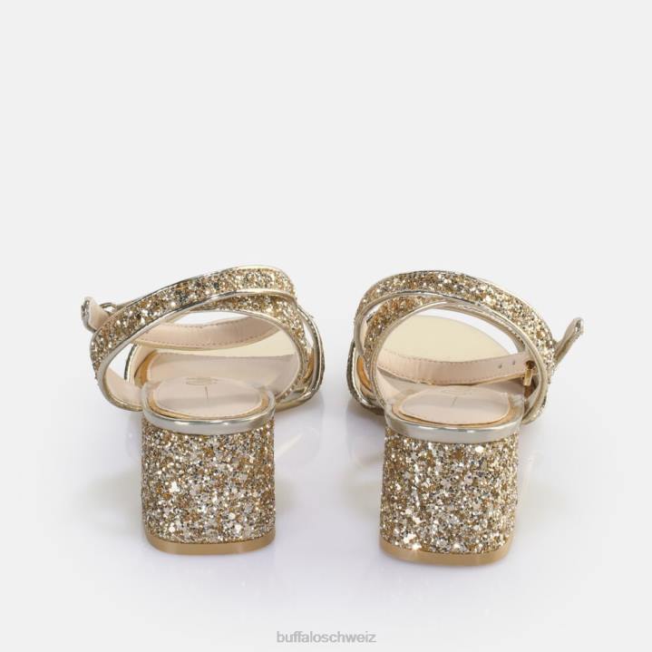 Buffalo Rainelle Sandale mit Absatz, vegan 846Z542 Gold|Sandalen