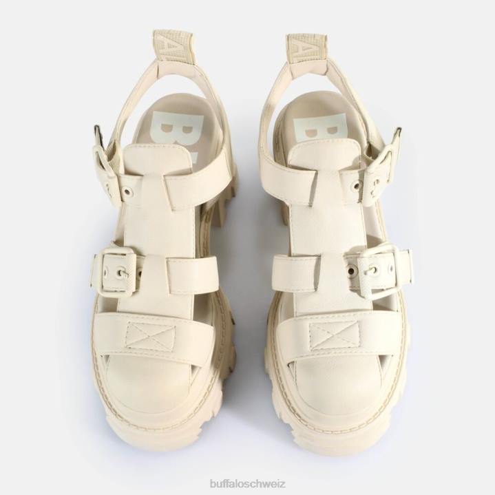 Buffalo Riot Trawl-Sandalen mit Absatz, vegan 846Z83 Creme|Sandalen