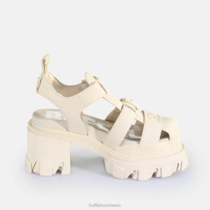 Buffalo Riot Trawl-Sandalen mit Absatz, vegan 846Z83 Creme|Sandalen